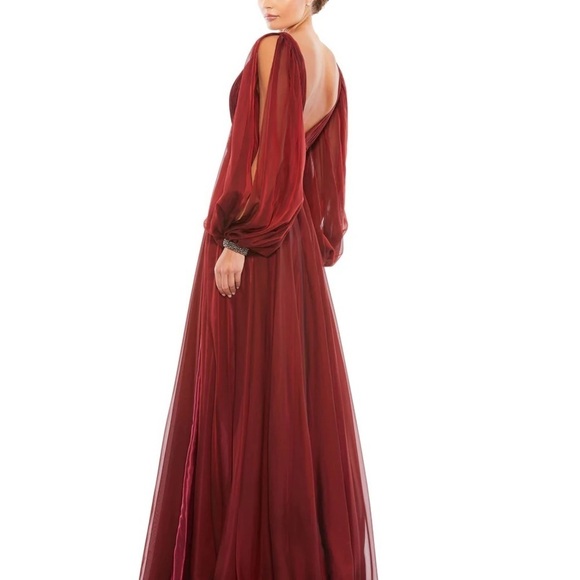 Mac Duggal 67414 NWT CHIFFON OPEN SLEEVE A LINE GOWN - Picture 2 of 7